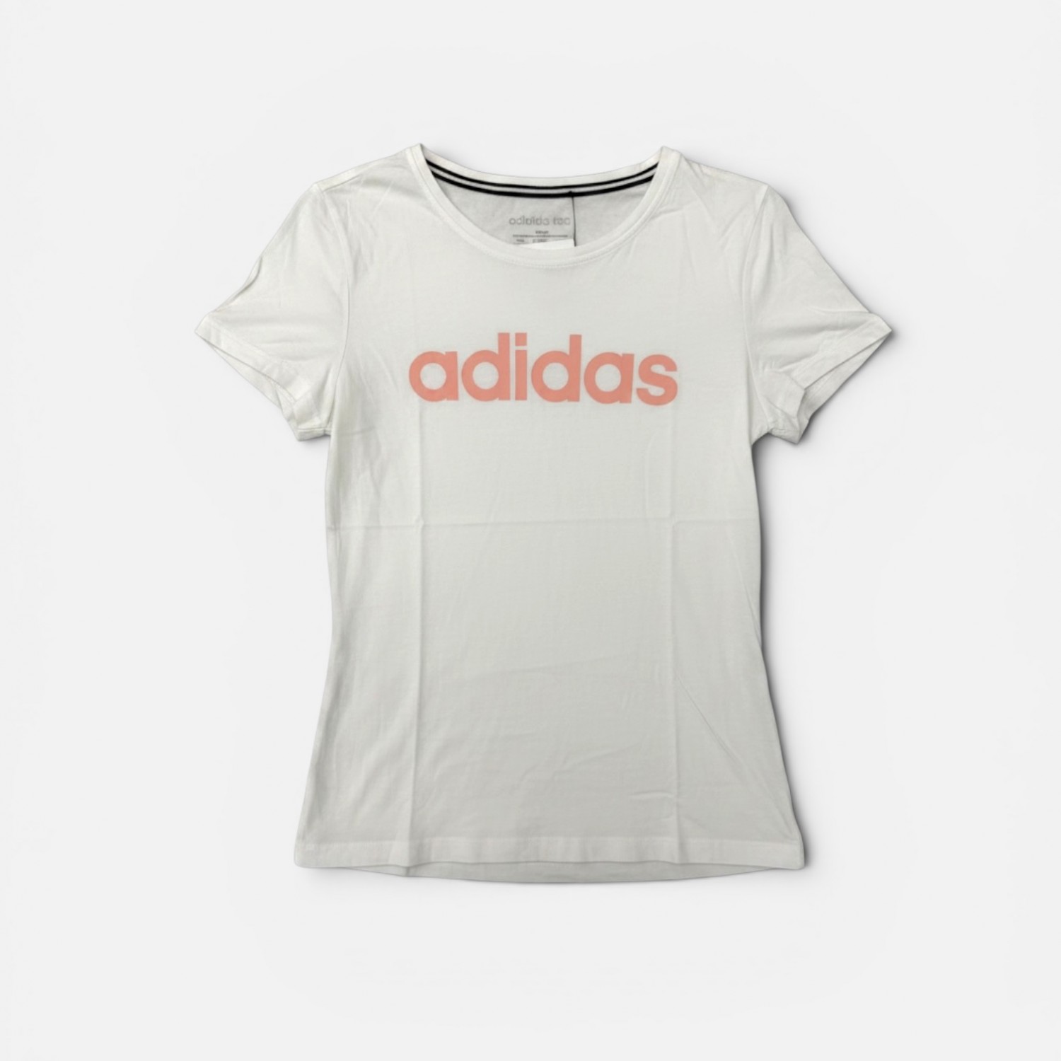 Adidas Essentials Γυναικείο T-Shirt Λευκό με Ροζ Λογότυπο M